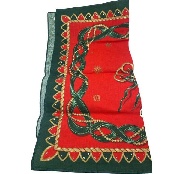 Vintage Christmas Napkins Set Lot 4 NEW Fabric Cloth Red Horse Carousel Cotton - Picture 9 of 9